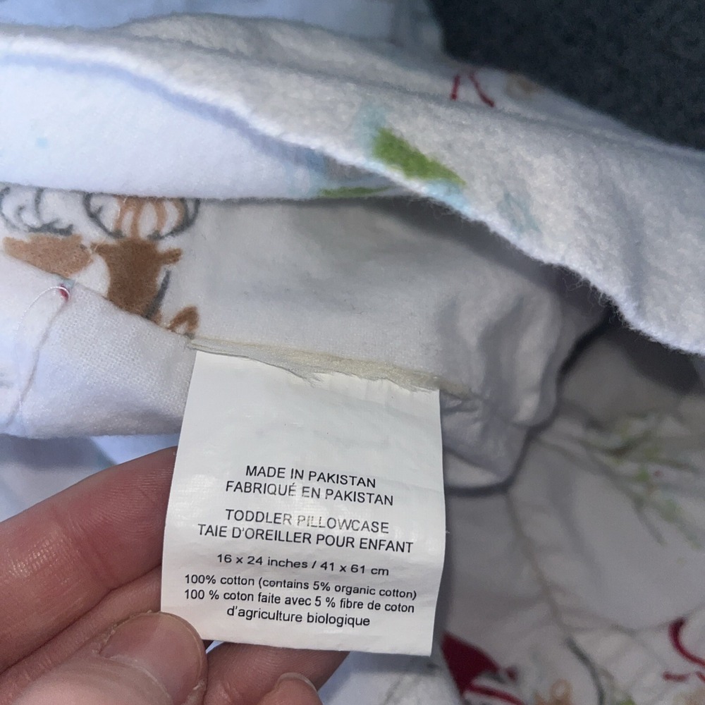 Pottery Barn Kids Flannel Sheet Set. Toddler. Santa Claus. Christams. Reindeer - Picture 3 of 5
